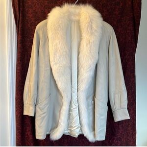 Vintage 70s 80s Paolo Gucci Leather Fox Fur Coat.  Size M